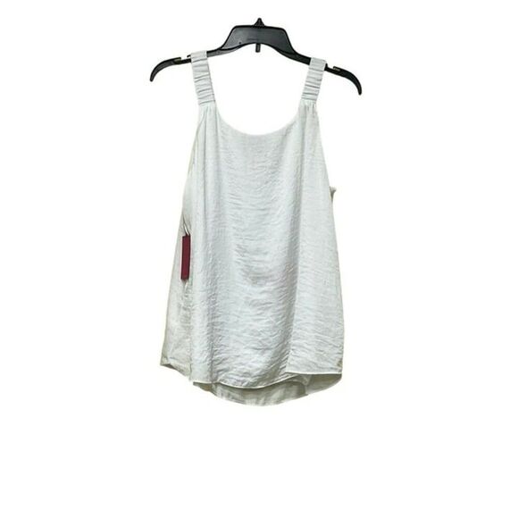 Vince Camuto Ruffle Strap Rumple Tank Top, Ivory, Sz. M - Picture 5 of 9